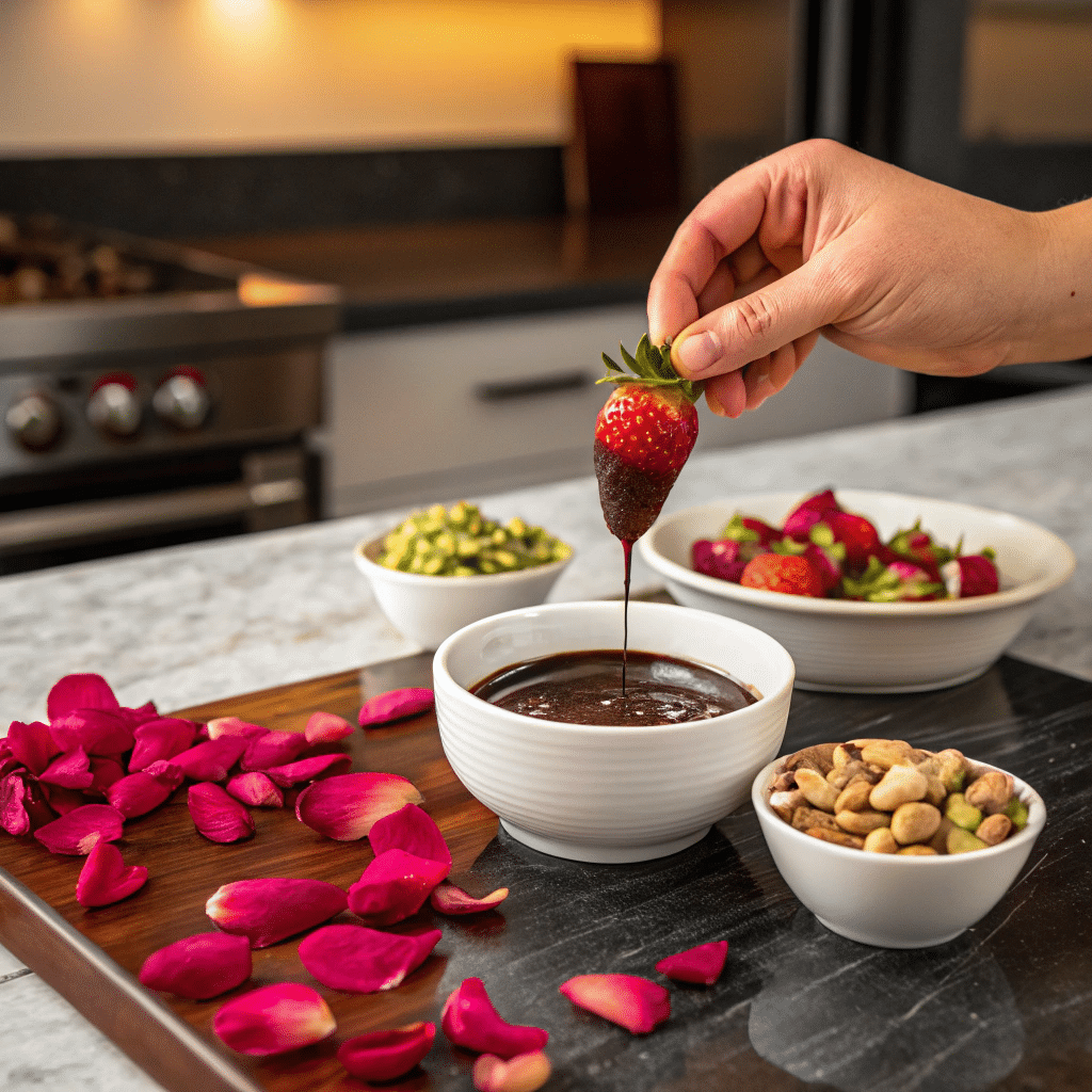 How To Make Mouthwatering Dubai Chocolate Covered Strawberries At Home 8 ipping strawberry in chocolate