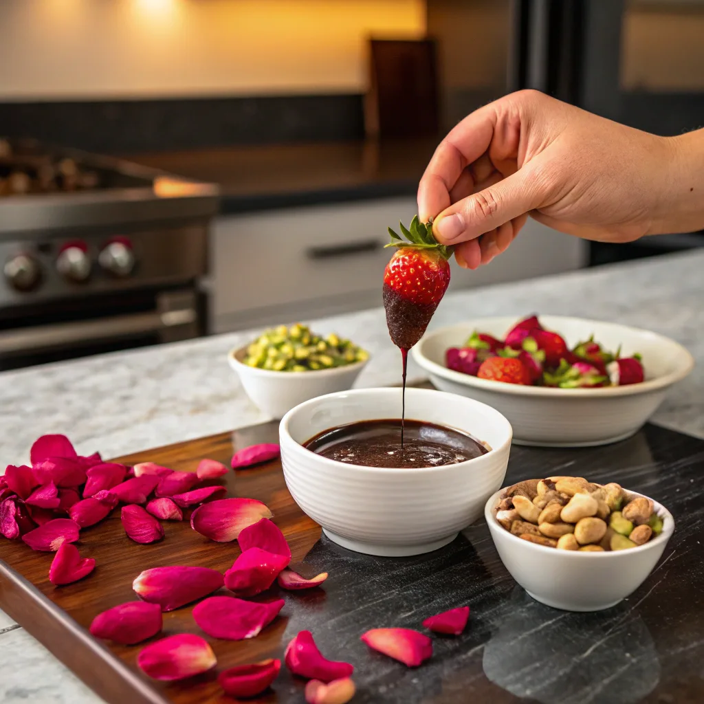 How To Make Mouthwatering Dubai Chocolate Covered Strawberries At Home 8 ipping strawberry in chocolate