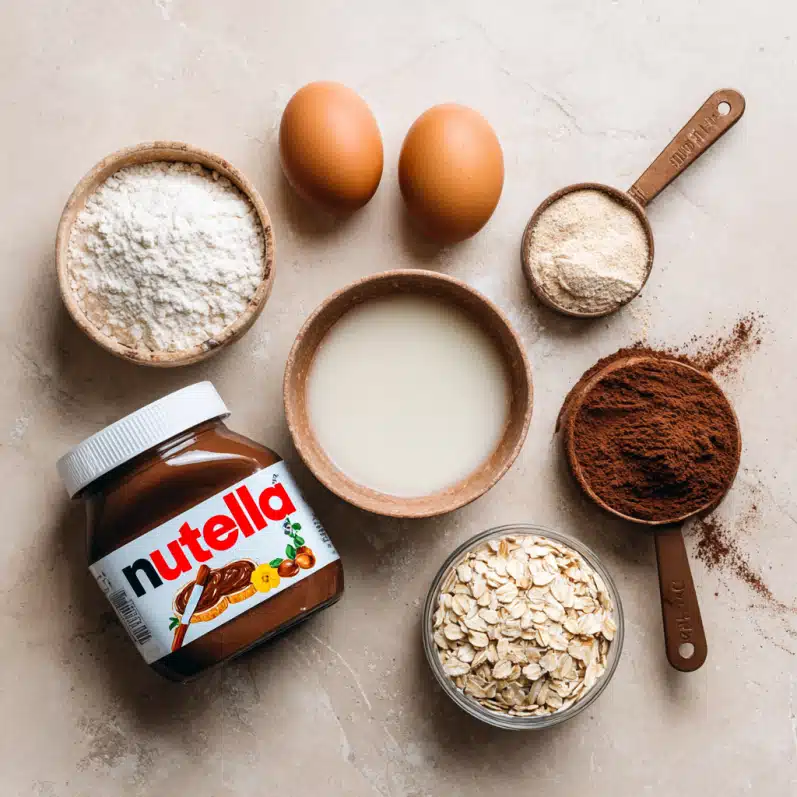 Recipes Using Nutella Chocolate Spread That’ll Make You Melt 7 Recipes Using Nutella ingredients arranged on a flat surface for dessert prep