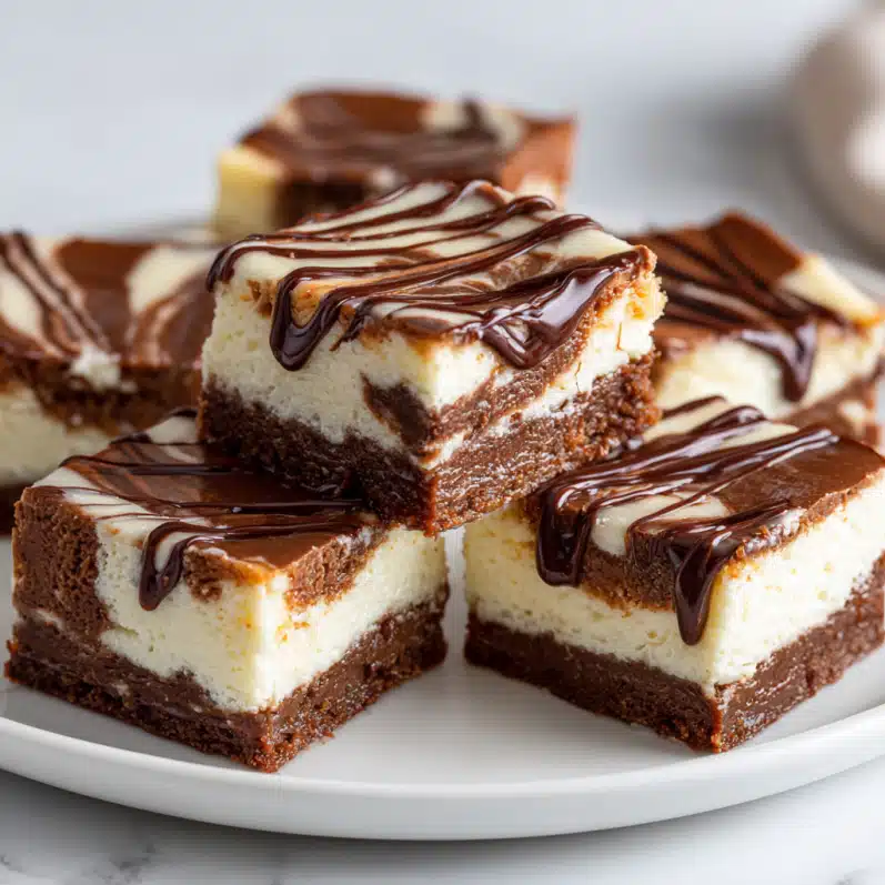 Recipes Using Nutella Chocolate Spread That’ll Make You Melt 9 Swirled Nutella cheesecake bars served on a plate